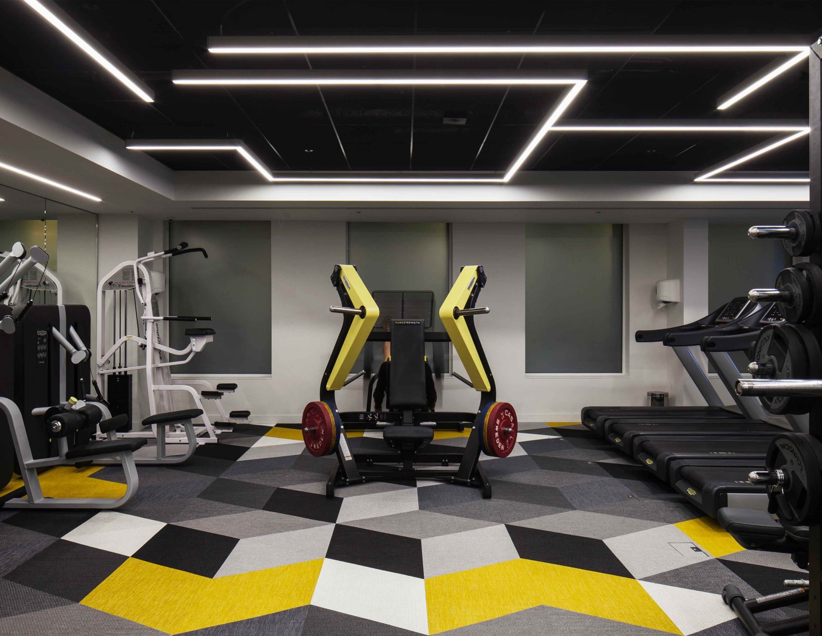 Modern Lighting Design Lines Ceiling Detail Gym Workout Space Studio N