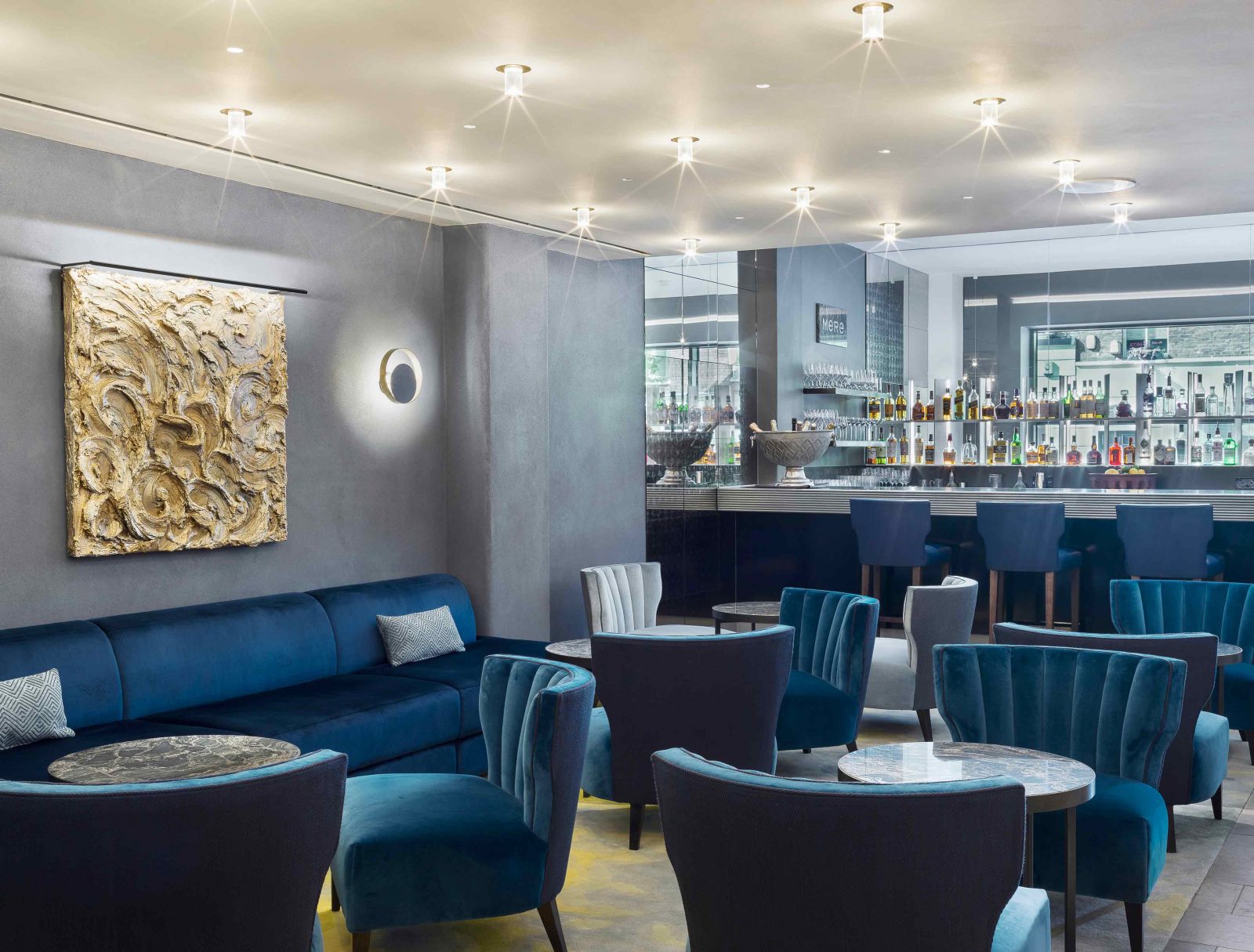 Restaurant Bar Lighting Design Elegant Stylish Blue Interior Palette Studio N