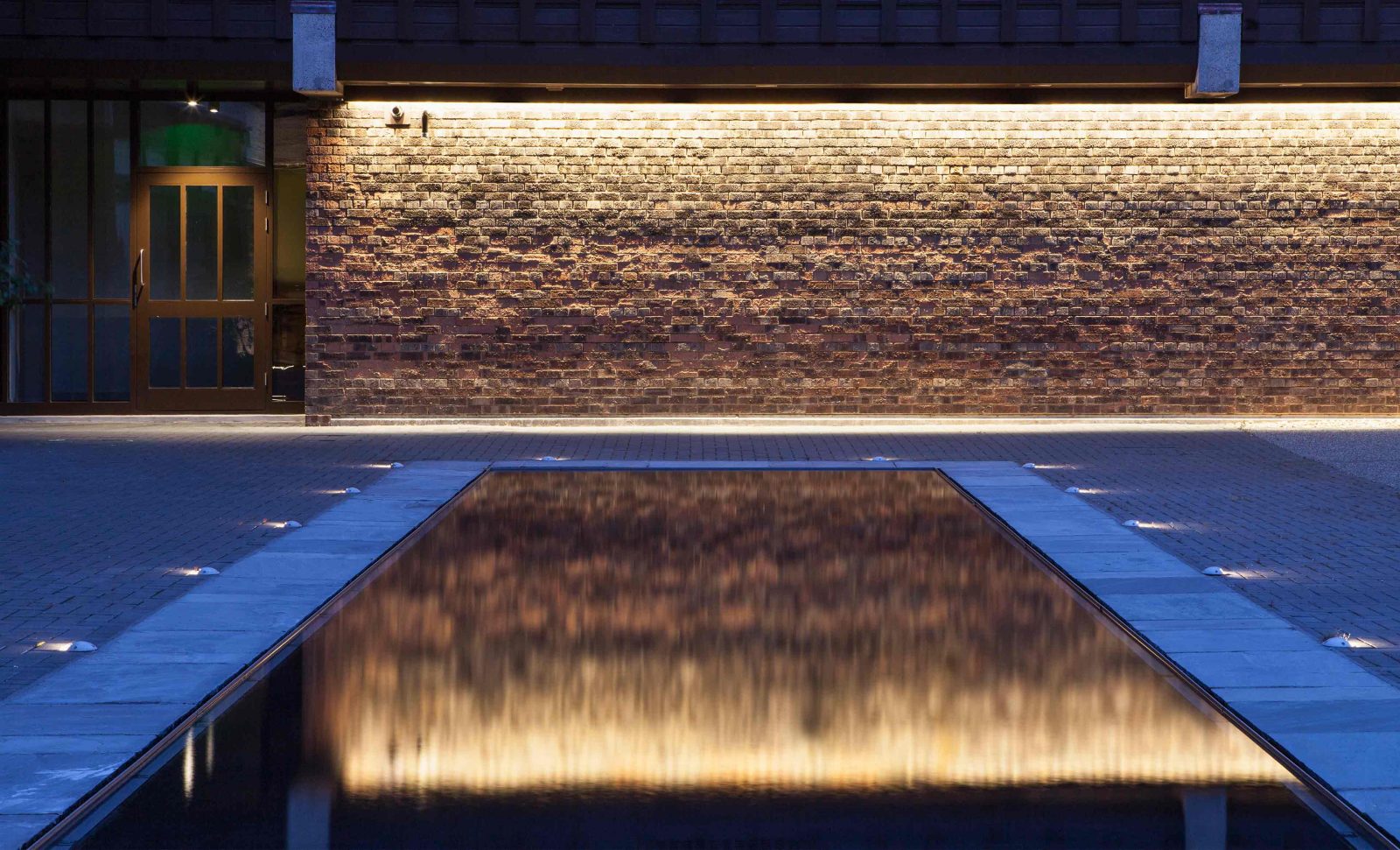 Exterior Lighting Design Residential Grounds Illuminated Brickwork Wall Pool Studio N