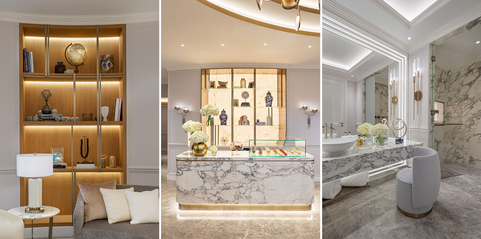 Architectural Lighting Design Luxury Airport Lounge Elegant Interior Bathroom Shelving Coffer Details Dubai Studio N