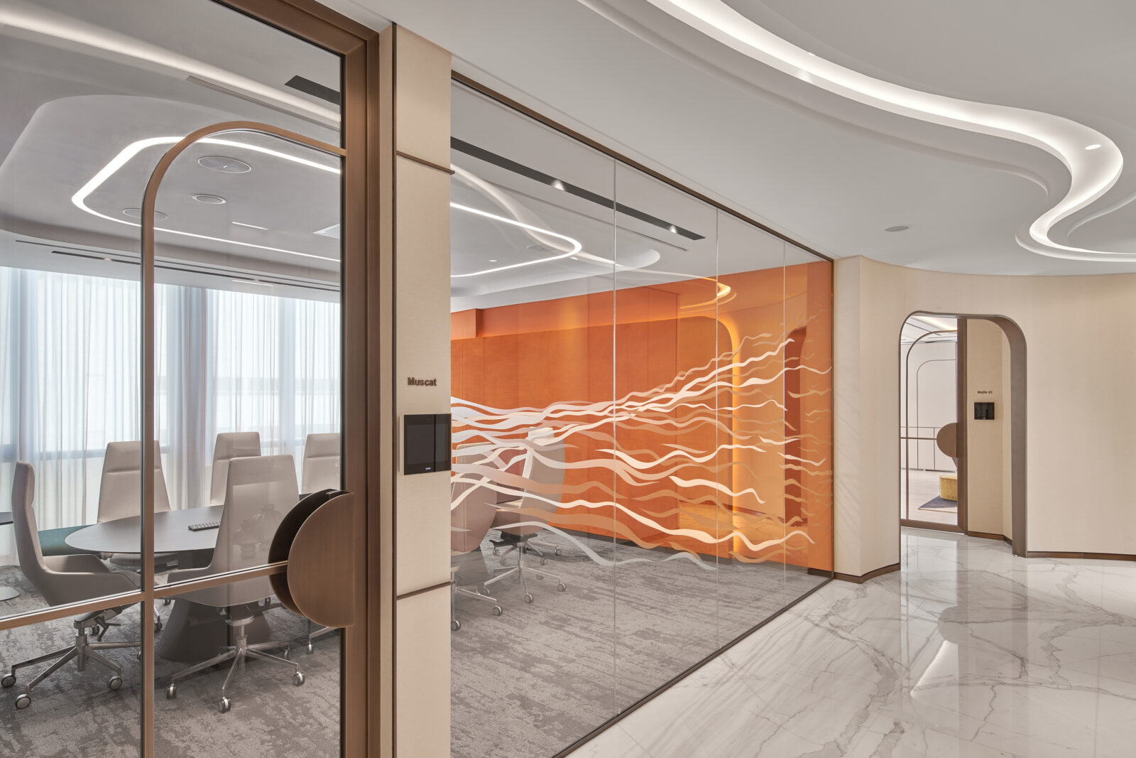 Architectural Lighting Scheme OQ Trading Integrated Curved Linear Light Corridor Wayfinding Dubai Consultants Studio N